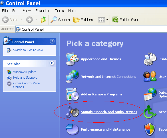 Sound Windows XP Rückhaltepanel