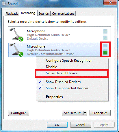 blue snowball microphone not recognized windows 7