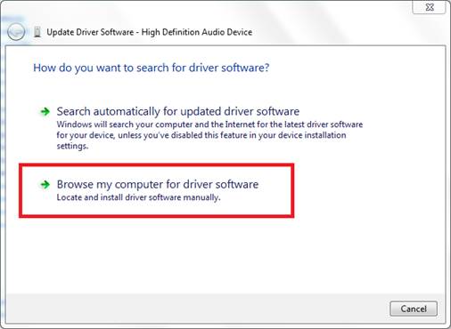 Hardware and Sound option in the control panel