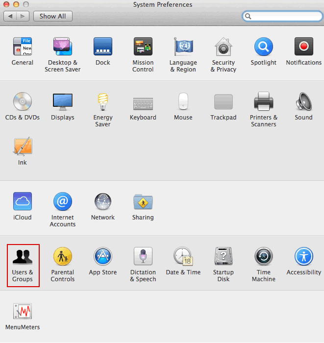 Users and groups icon in the system preferences