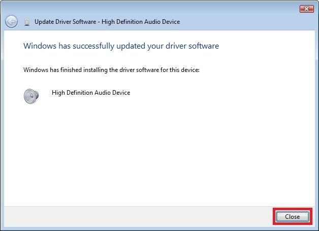 Window that shows that the driver installed