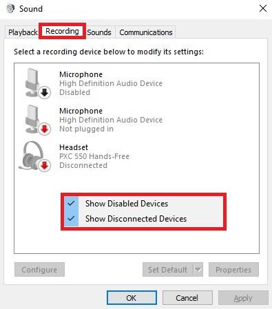Show disabled and disconnected