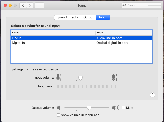 mac built in mic not working